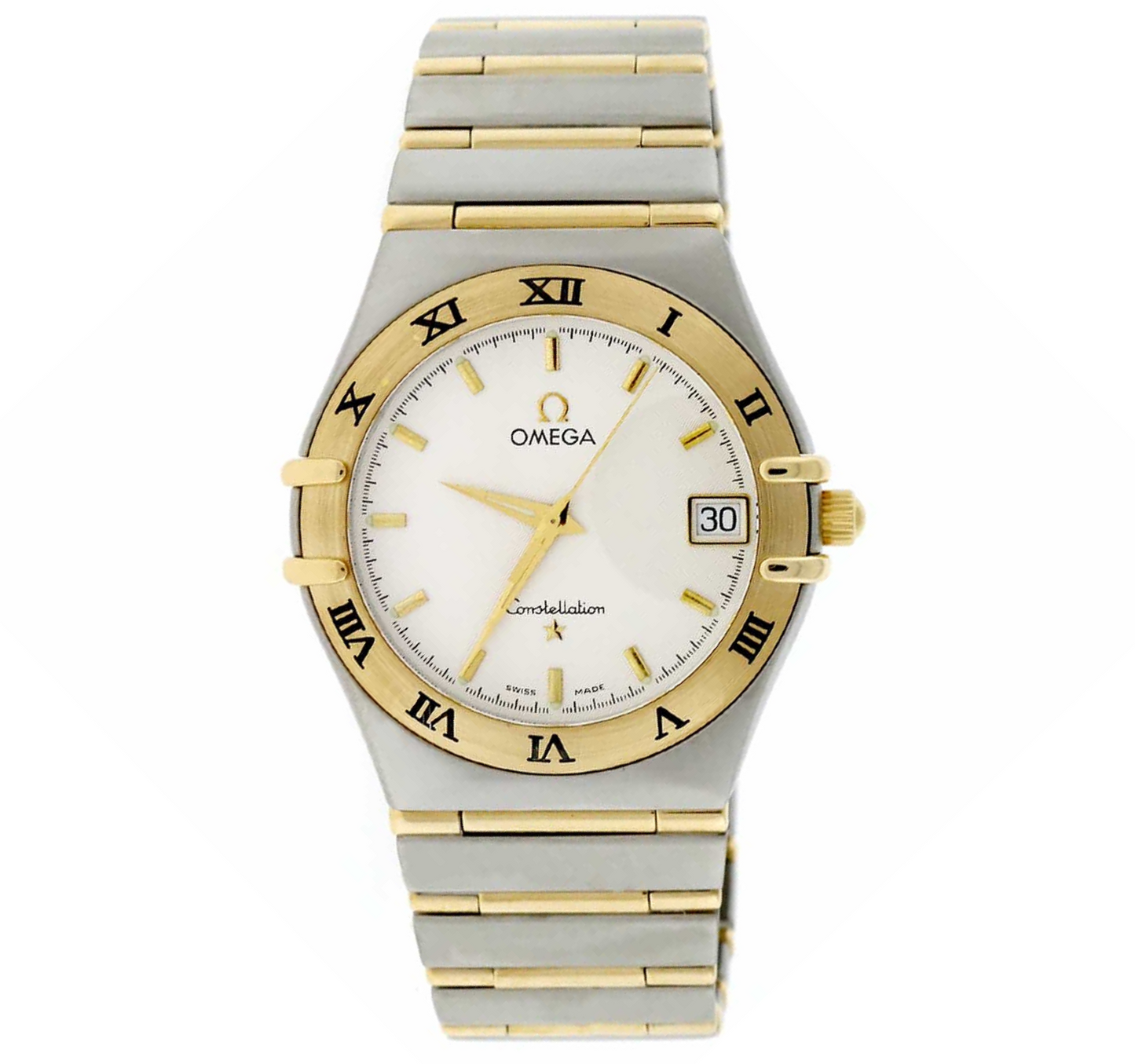 OMEGA Constellation 35mm in Steel with Yellow Gold Bezel on 2-Tone Bracelet with White Dial 396.1201