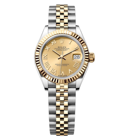 Rolex Lady-Datejust 26 Champagne Roman Numeral Jubilee Bracelet Watch 179173